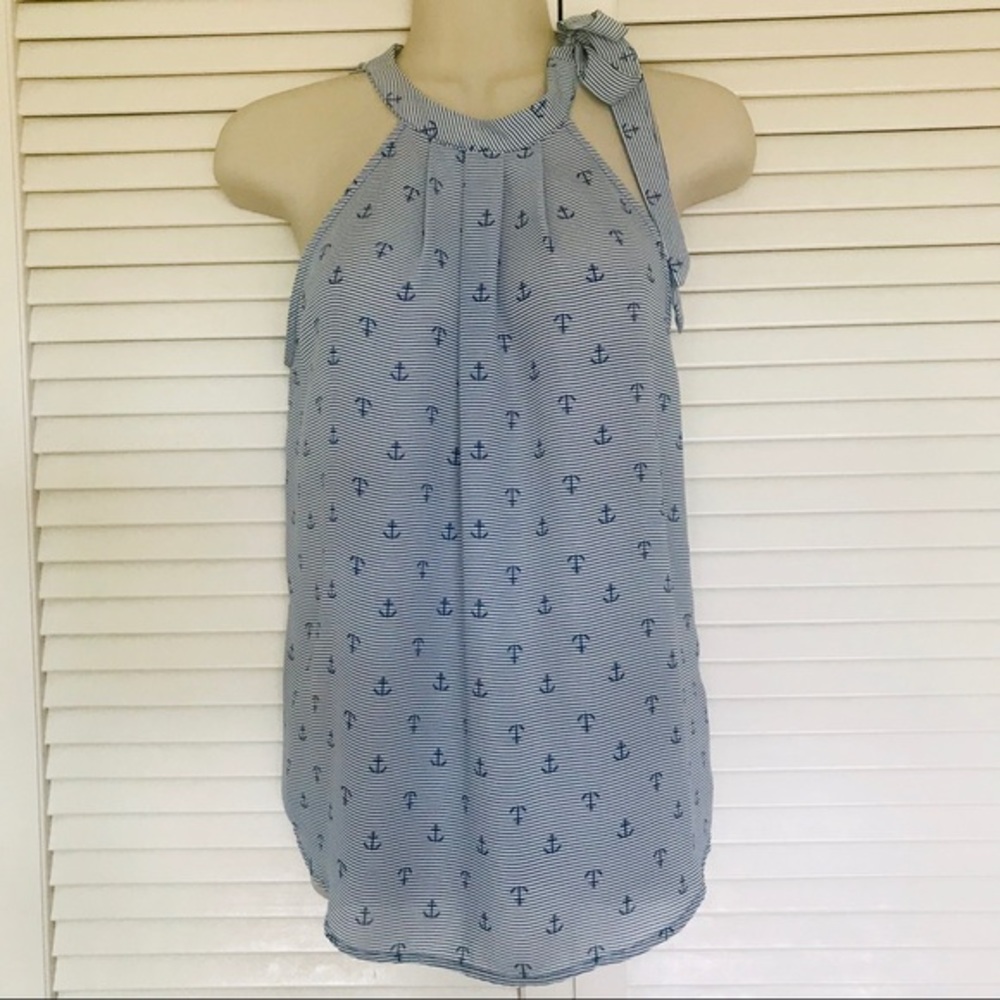 Maison Jules White Nautical Anchor Blouse, size XS